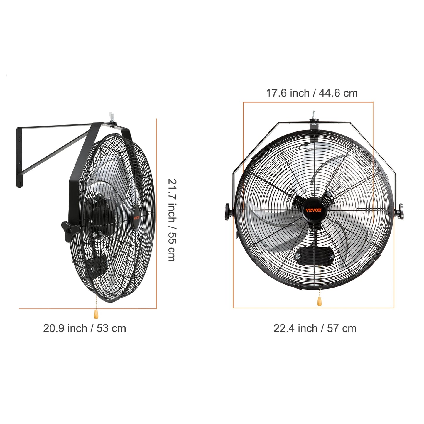 SucceBuy Wall Mount Fan High Velocity Waterproof Oscillating ETL Listed