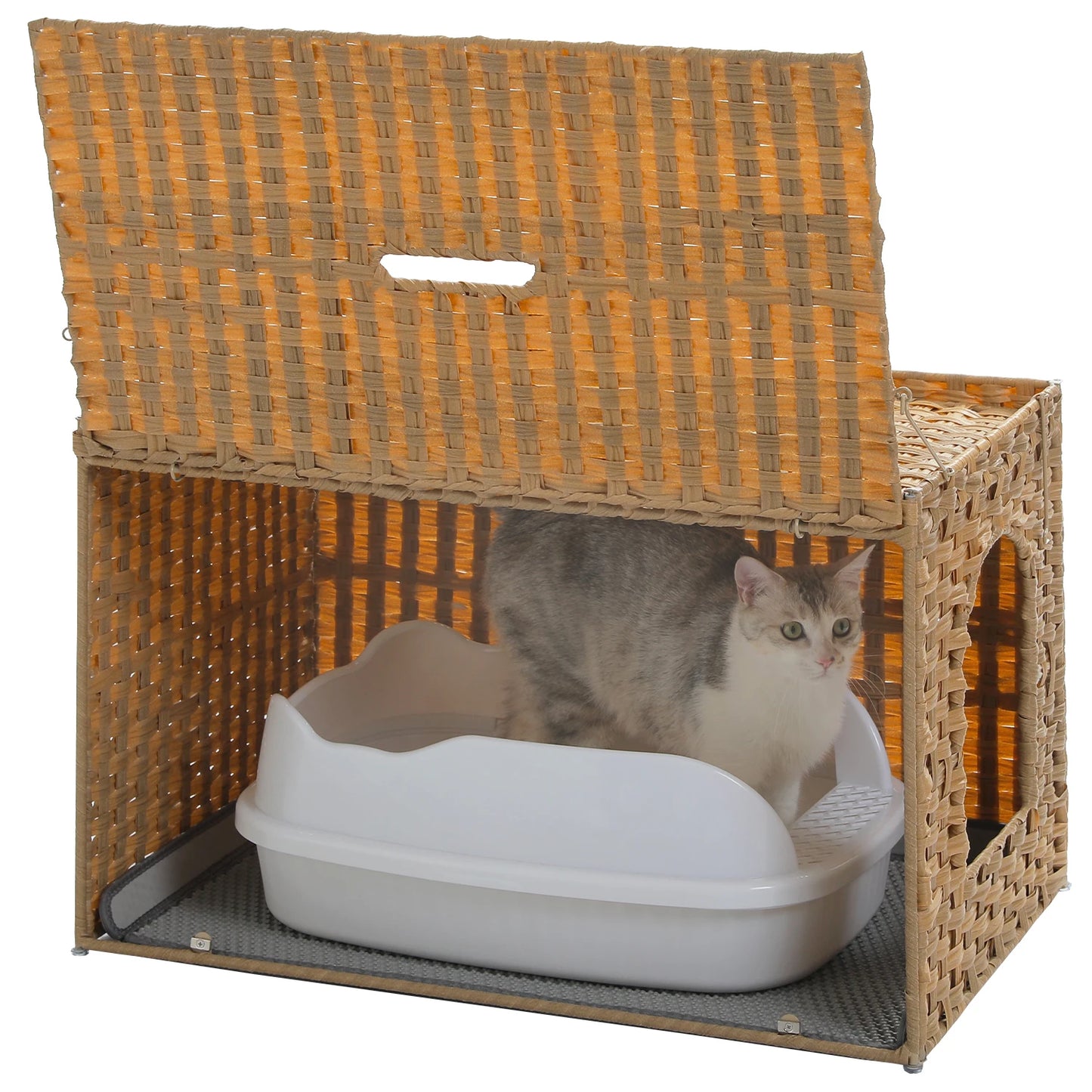 PAWZ Road Rattan Cat Litter Box Enclosure With Door